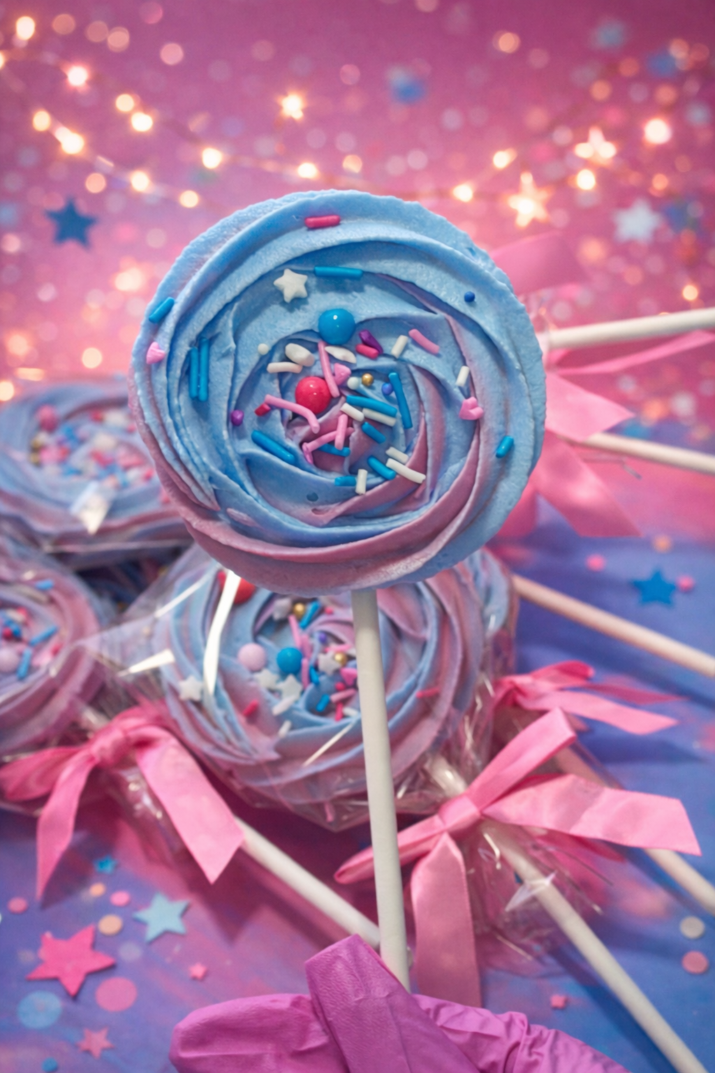 Cotton Candy Meringue Lollipop